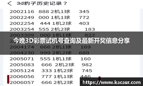 今晚3D彩票试机号查询及最新开奖信息分享